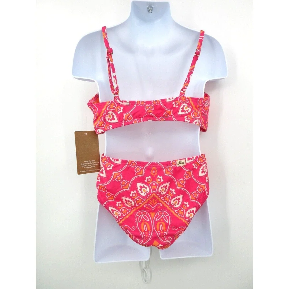 HOBIE GIRLS‎ BANDANA 2 PIECE BIKINI SWIMSUIT Girl's Size 7 PINK